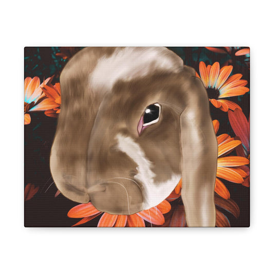 Canvas Gallery Wraps - Bunny and Daisy Canvas, Nursery Wall Art, Cute Rabbit Decor, Spring Home Decor, Kids Room Gallery Prints