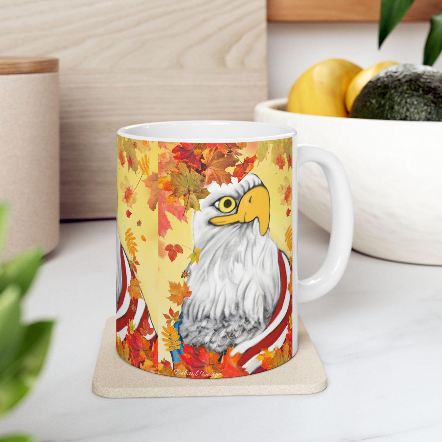 American Eagle Ceramic Mug, Patriotic Coffee Cup, USA Bird Tea Mug, Animal Lover Gift, Wildlife Lover Present