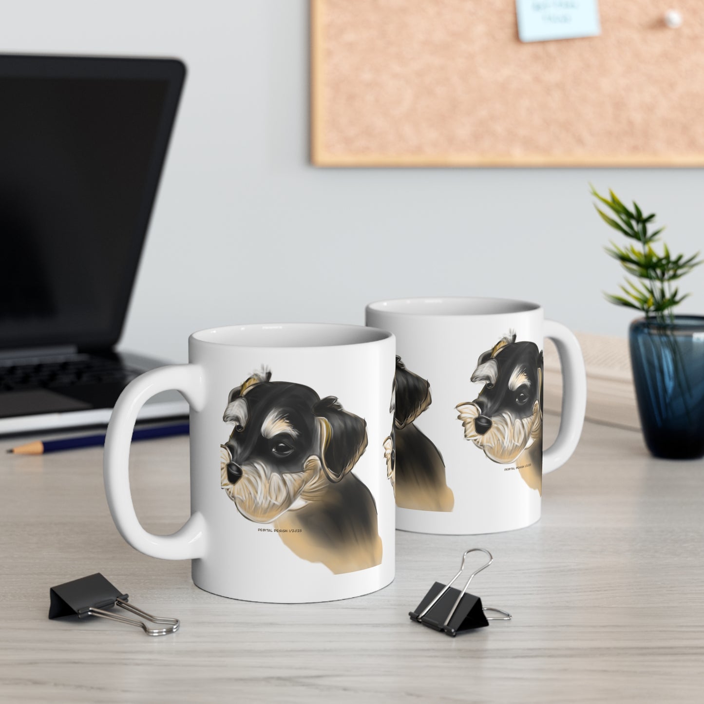 Schnauzer Portrait Mug — Cute Black & Tan Dog Coffee Cup, Perfect Gift for Dog Lovers