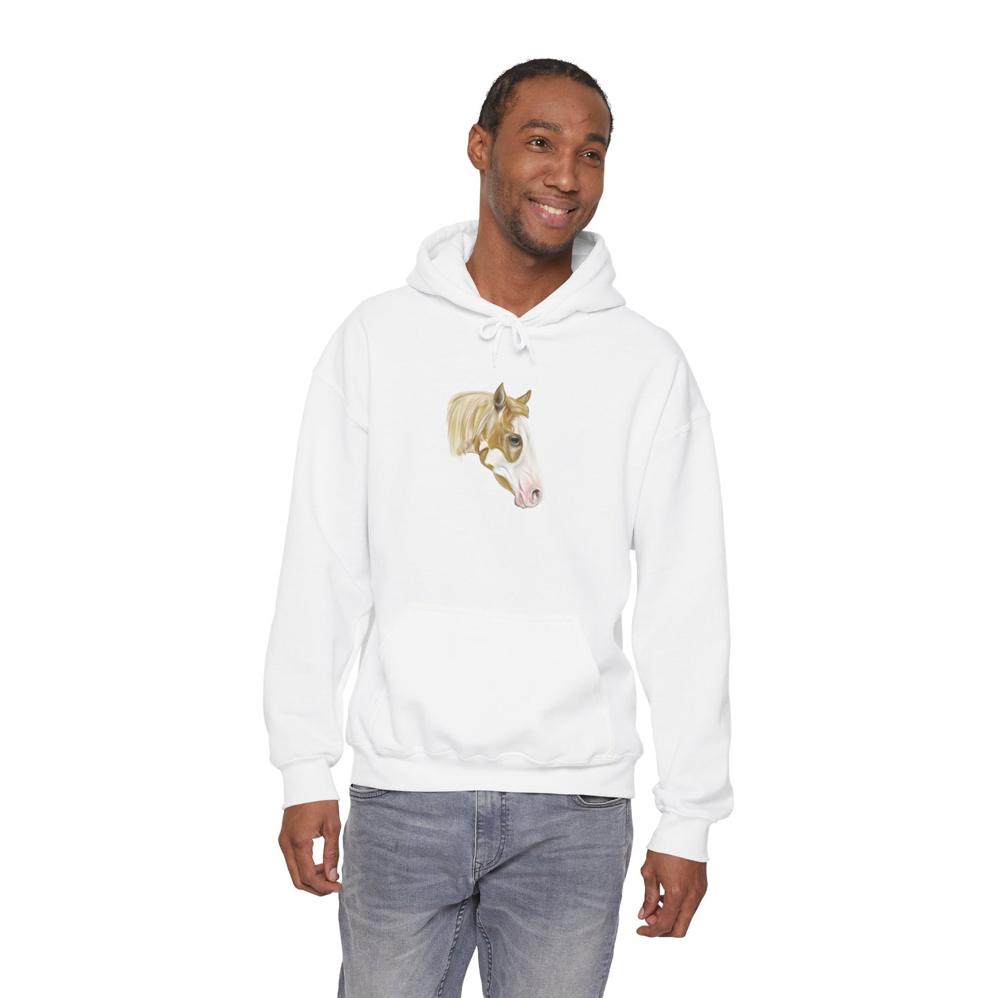 Paint Horse Hoodie — Hand-Drawn Brown & White Horse Graphic