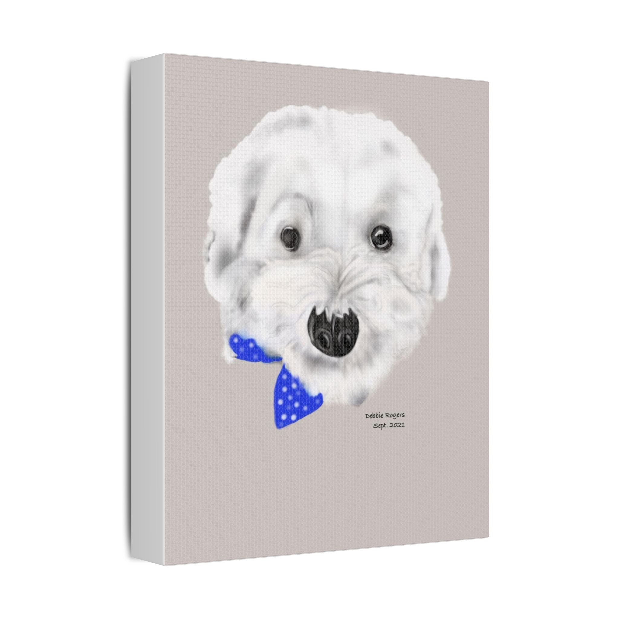 Bichon Frise Portrait Satin Canvas – White Dog Wall Art Print