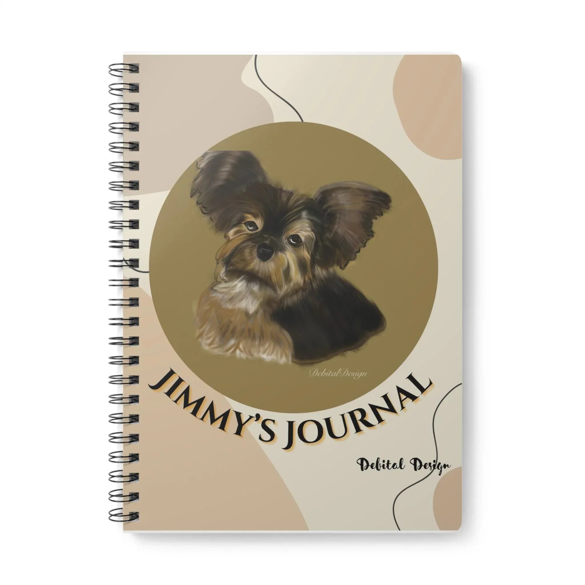 Personalized -Minimalist Wire bound Notebook, A5, Grid Paper, Bullet Journal, Sketchbook, Writing Pad, Black and White Design - Debital Design