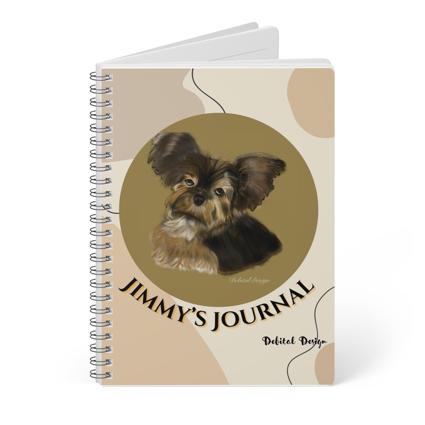 Personalized -Minimalist Wire bound Notebook, A5, Grid Paper, Bullet Journal, Sketchbook, Writing Pad, Black and White Design