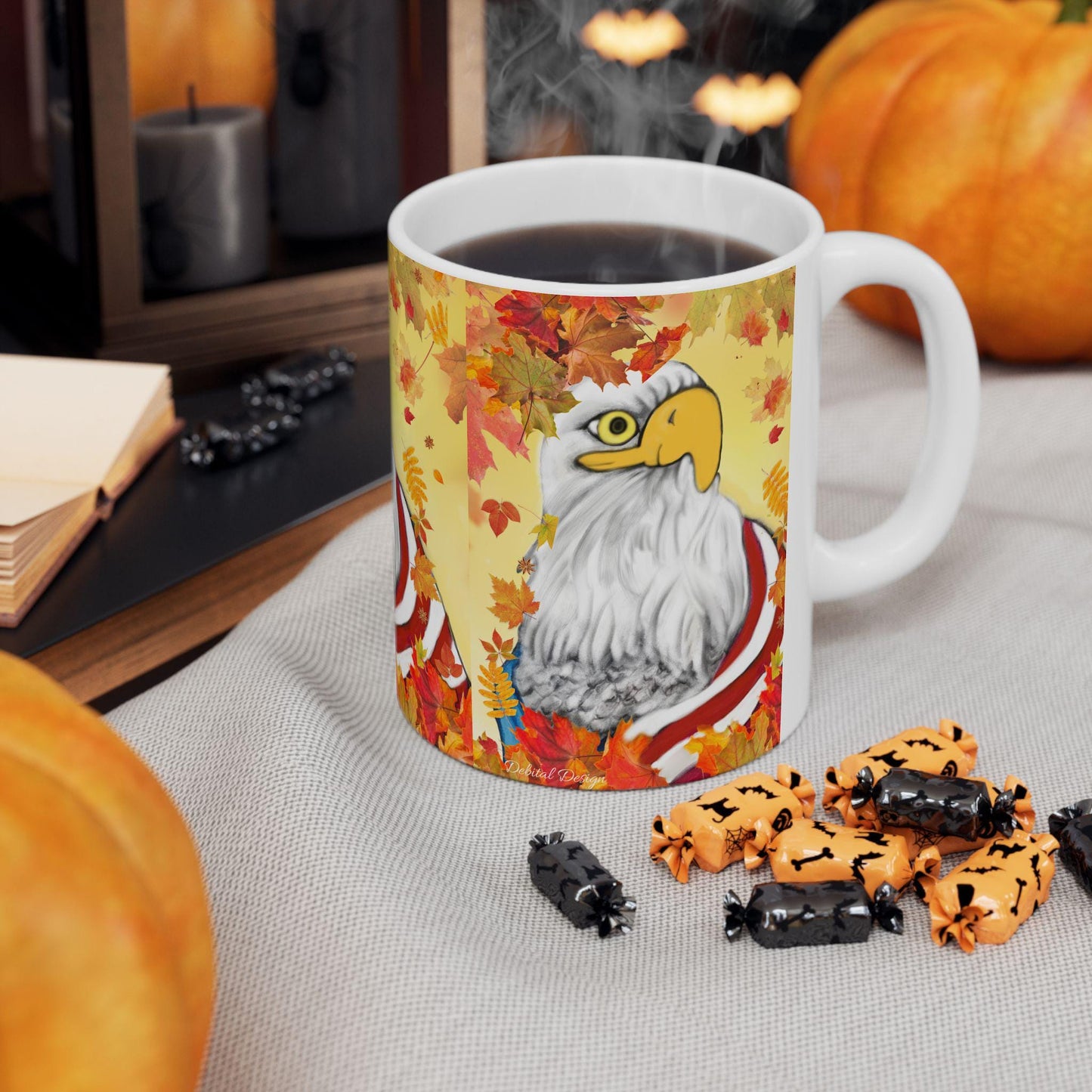 American Eagle Ceramic Mug, Patriotic Coffee Cup, USA Bird Tea Mug, Animal Lover Gift, Wildlife Lover Present