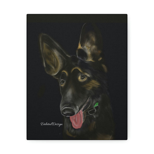 German Shepard TED  Satin Canvas, Stretched