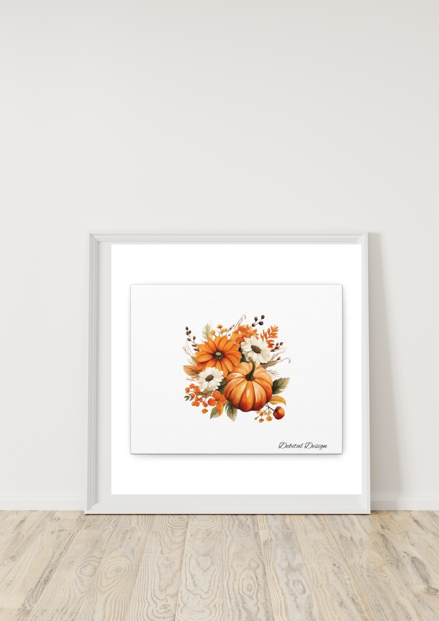 Canvas Art, Pumpkins Leaves Fall Items on Matte Stretched ; Canvas, Wall Decor, Autumn Decor, Thanksgiving Art, Harvest Home Decor,